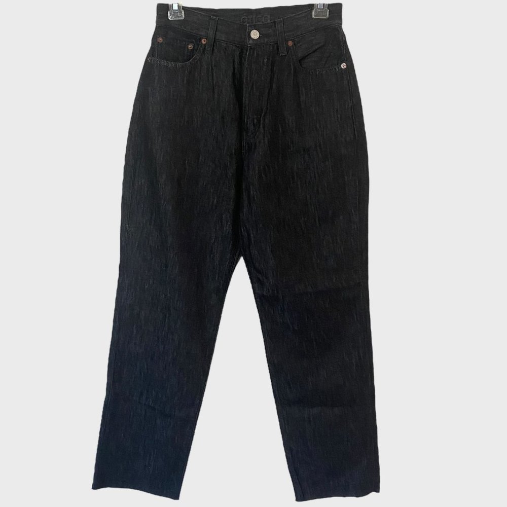 Ética Tyler Straight Leg Jean Womens 26 Black Wash Denim High-Rise Raw Hem New